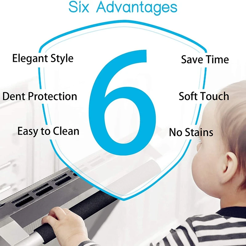 Refrigerator Door Handle Covers, Set Of 4, Keep Your Kitchen Appliance Clean From Smudges, Drips, Food Stains (Black)