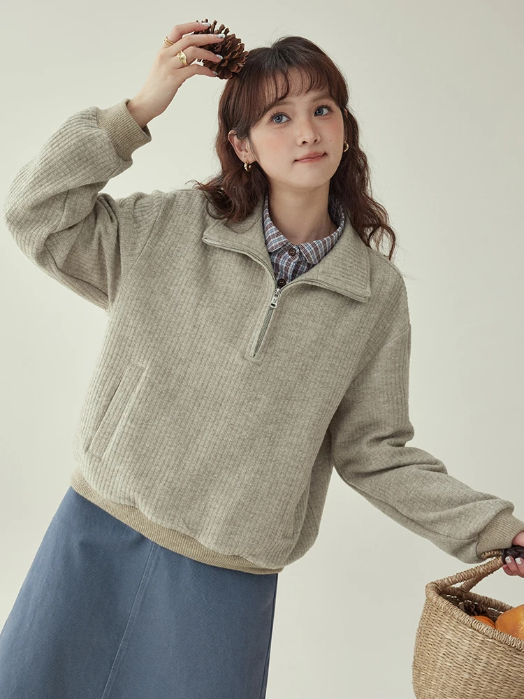 

AMUU Оригинальная женская вельветовая толстовка свободного кроя с длинными рукавами, на молнии, с открытыми плечами, весенняя новинка, цветная