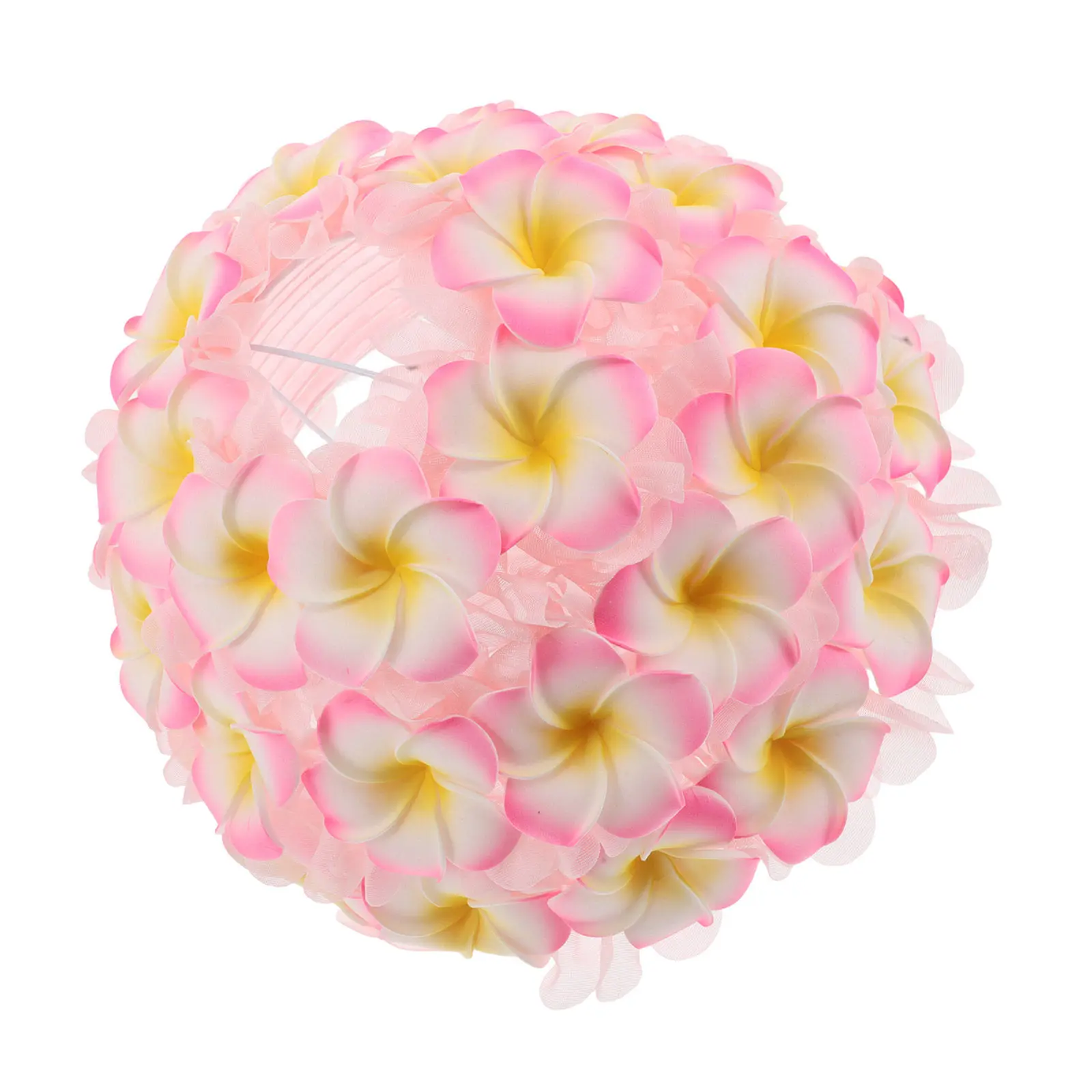 

Тканевый 3D-абажур в форме цветка плюмерии для лампы E27, в гавайском стиле, для декора спальни и гостиной - настольный светильник в форме колокола