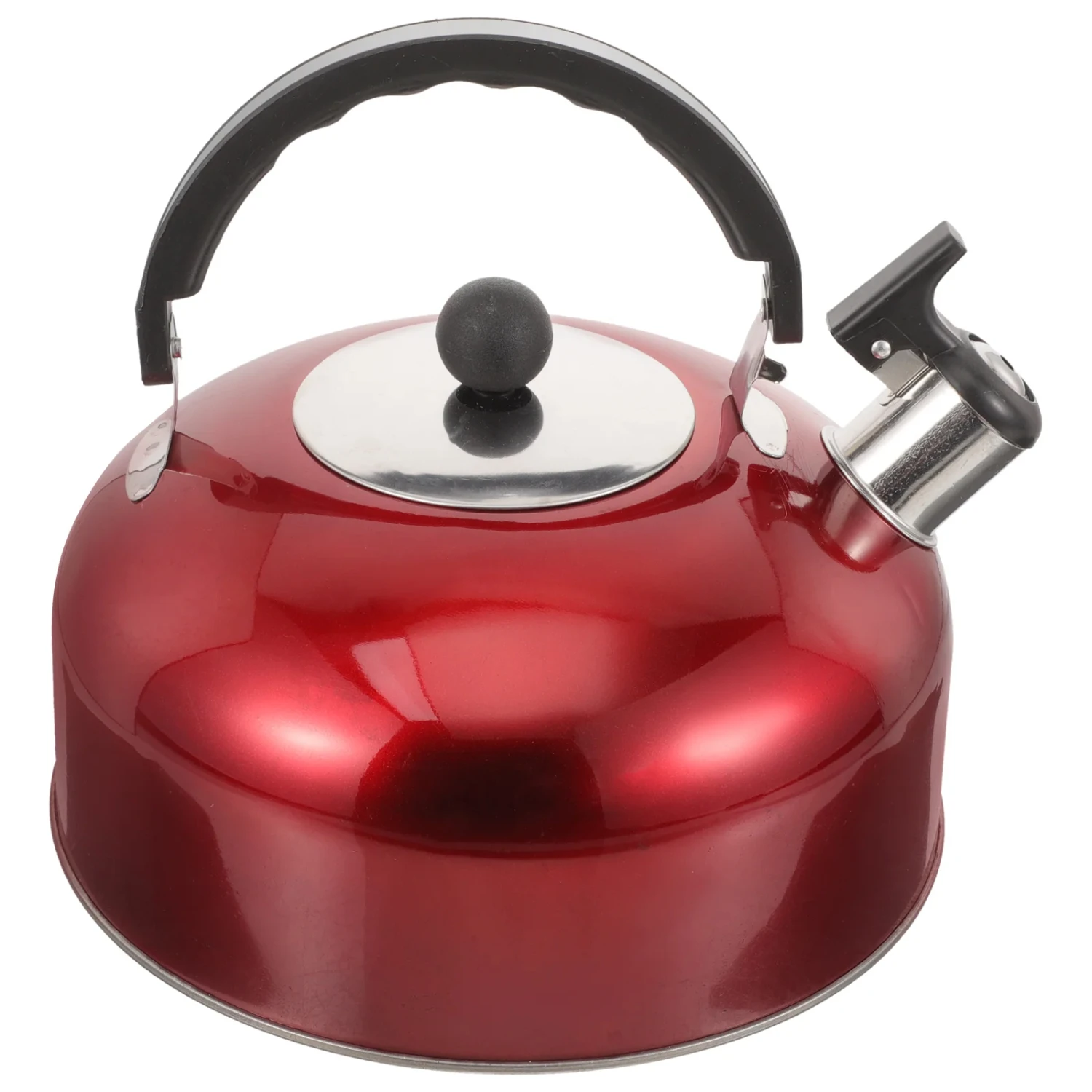 

Whistling Tea Kettle Stainless Steel Tea Pot Cool Grip Handle Boiling Water Induction Stove Red