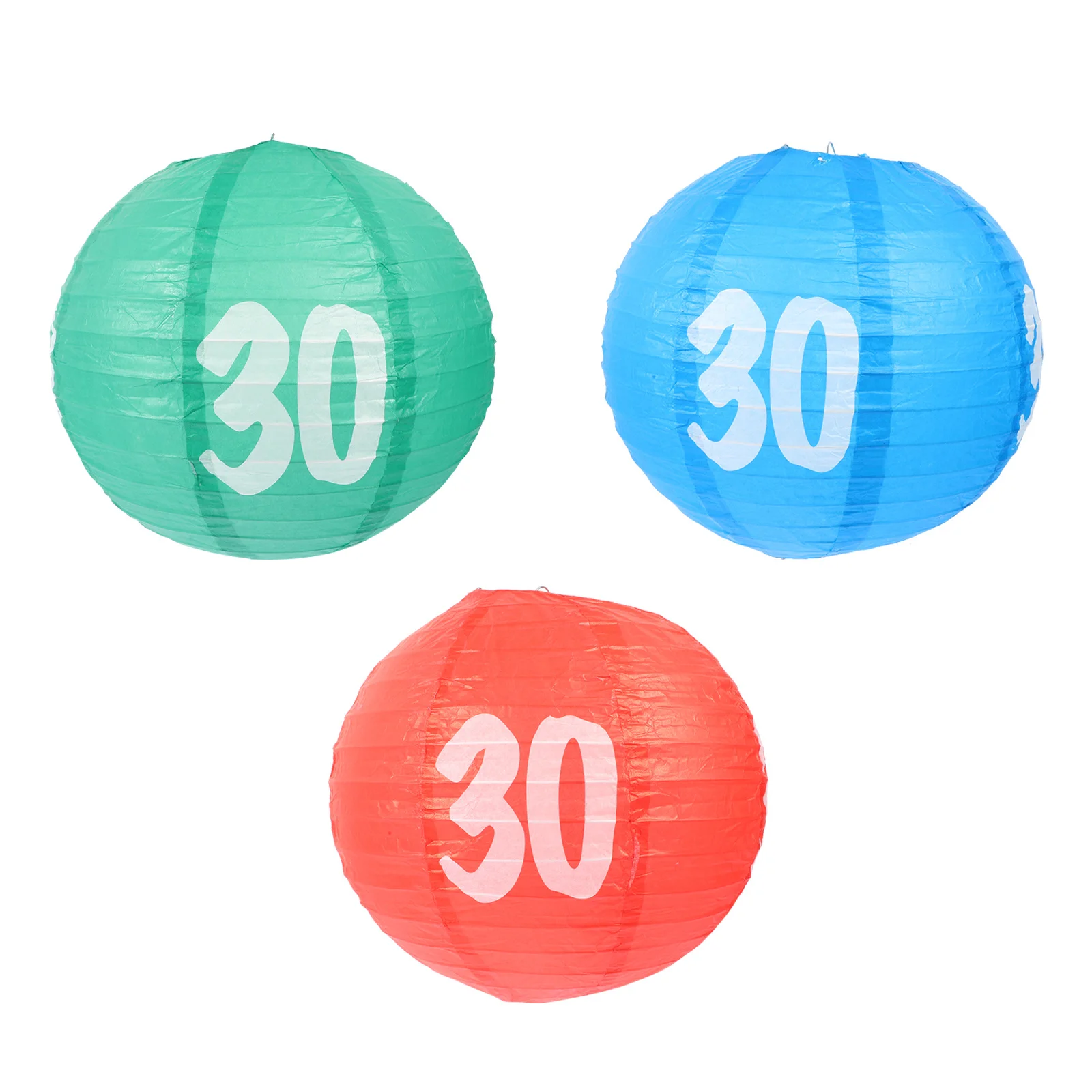 

3 Pcs Birthday Paper Lantern Lamp 30th Decor Decorations Hanging Party Round Lanterns Outdoor