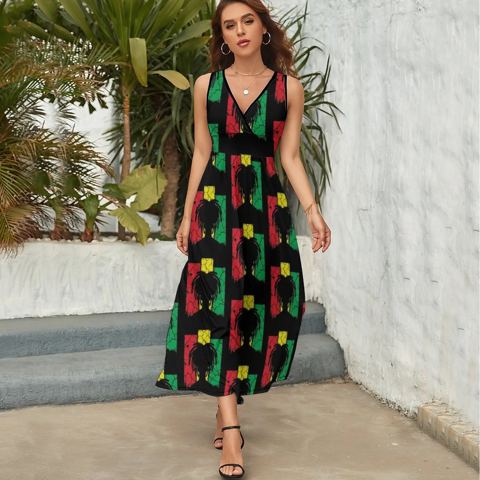 Bob Marley sukienka jamajski piękny Bodycon dziewczyny z nadrukiem wiosna tanie sukienka jednoczęściowa