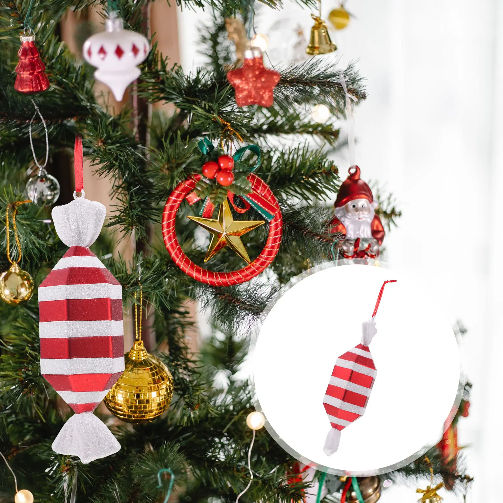 

Christmas Candy Pendant Decoration Lollipop Ornaments Cane Themed Decorations Red