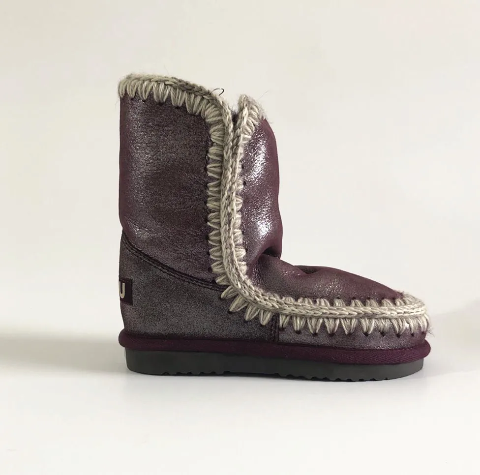 

Kids' Outdoor winter snow boots eskimo Kid leather original sheepskin flats girls wear-resistant warm ankle boot