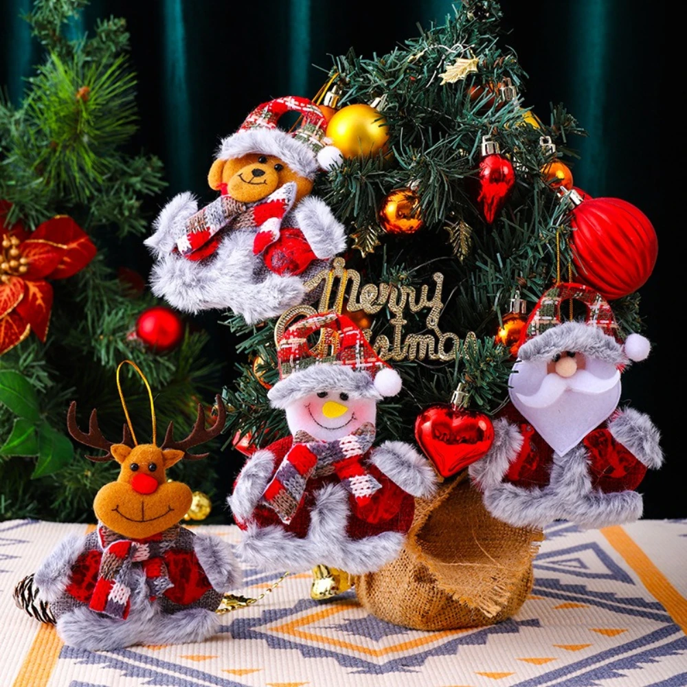

New Christmas Decorative Fabric Pendants Christmas Tree Pendants Santa Claus Figurine Pendants New Year Gifts Drop Ornaments
