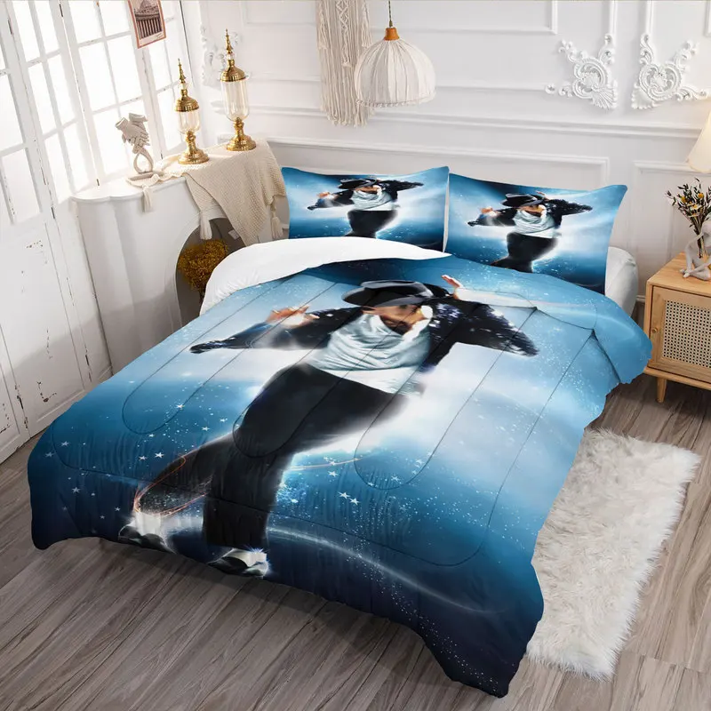 Michael Jackson Legend Comforter Set Retro King Of Pop Stage Moonwalk Print Bedding Set Unique Quilt Sets For Bedroom Decor Gift