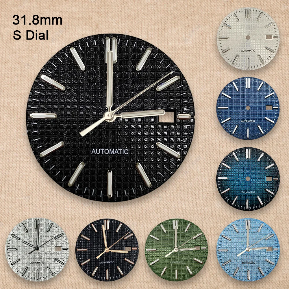 Cadran en chêne avec Logo S 31.8mm, adapté au mouvement automatique NH35 NH36, vert lumineux, accessoires de Modification de montre de haute qualité