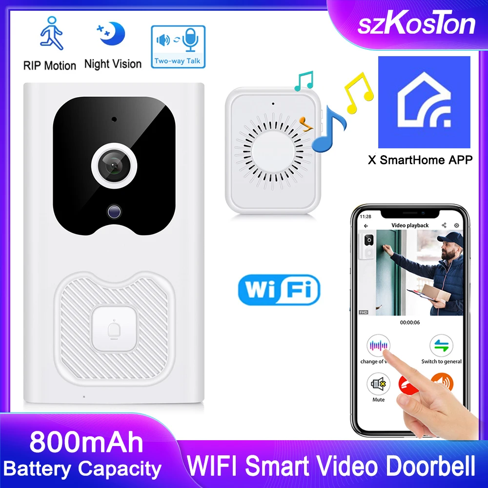 WiFi Video Doorbell Night Vision Outdoor Wireless Door Bell Camera Residential Intercom Smart Home Monitor Security Protection