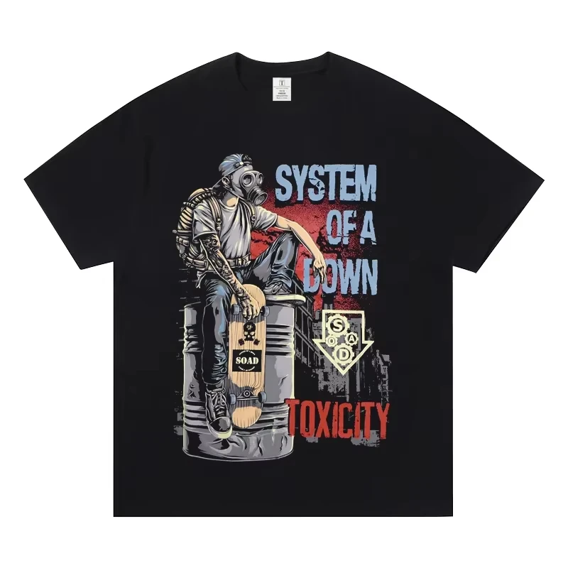 Camiseta de manga corta System of A Down Band World Rock Europa American Metal SOAD moda Casual camisetas para hombres y mujeres Tops