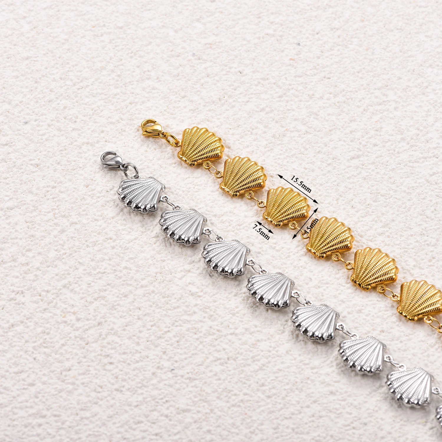 Sommer-Muschelkette Edelstahl-Muschelarmbänder Geflochtenes Rokoko-Design Fußkettchen Hochwertiger Handgefertigter Anlaufschmuck, der nicht anläuft – Detail 2