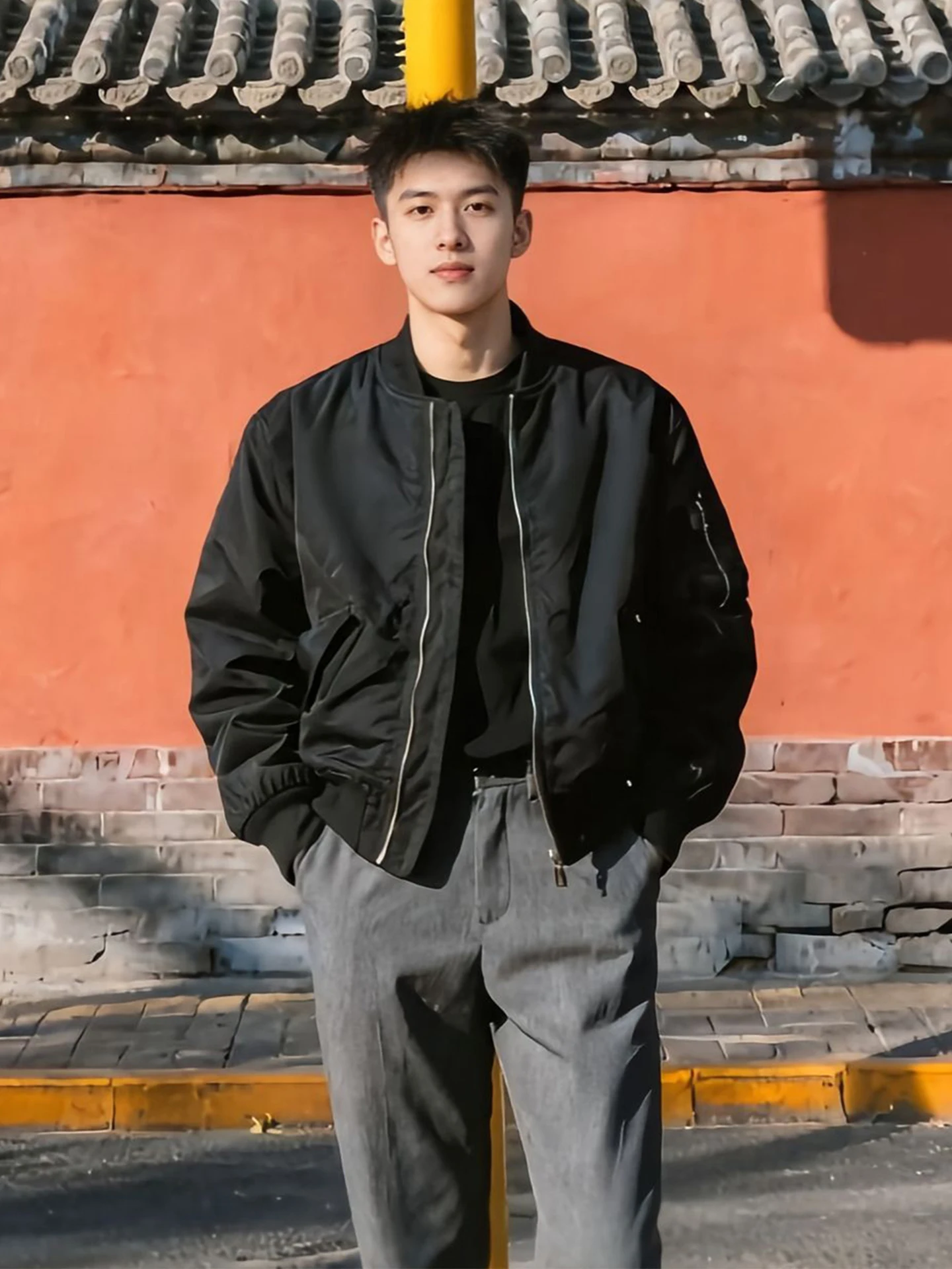 

Мужская куртка-бомбер American Sle MA Pilot: модная осенняя верхняя одежда Cleanfit с воротником-стойкой и декоративной молнией