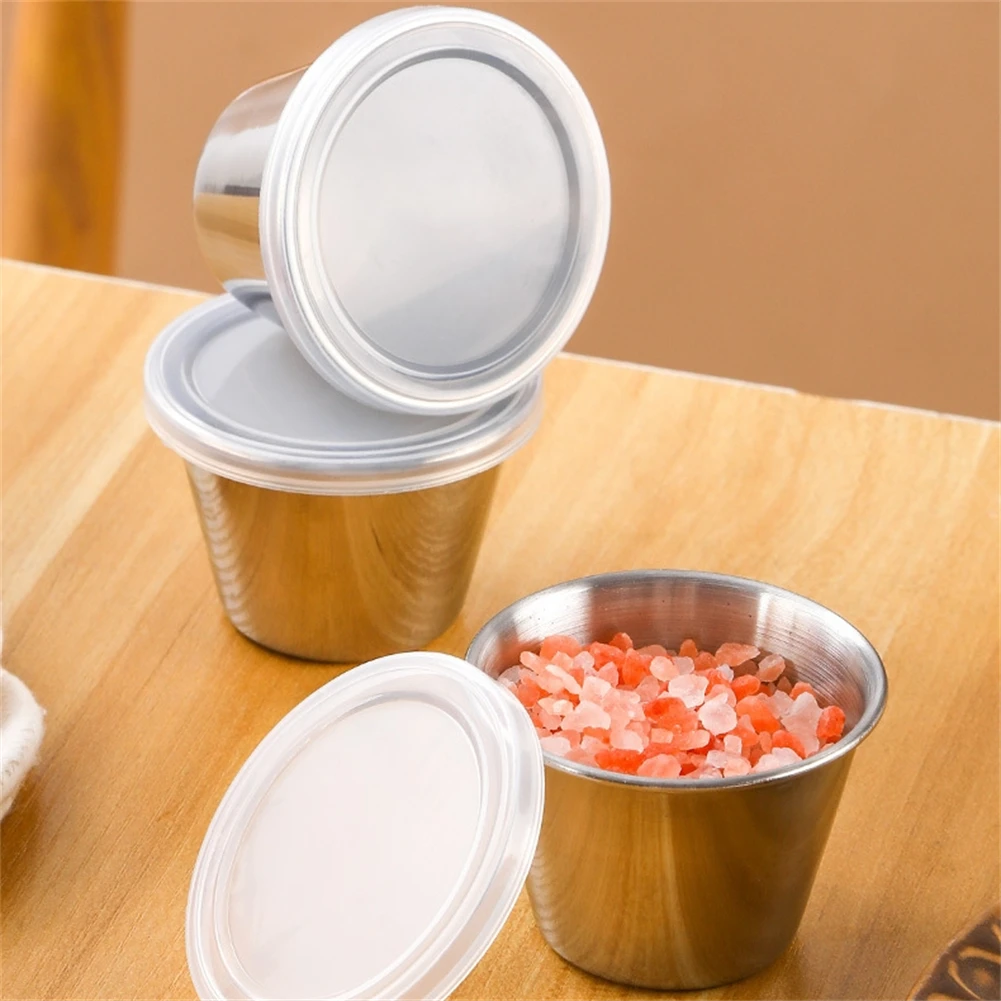 

8 шт. герметичные чашки для соуса из нержавеющей стали, многоразовая чаша из нержавеющей стали, коробка для заправки салата с крышками для кухни, новинка