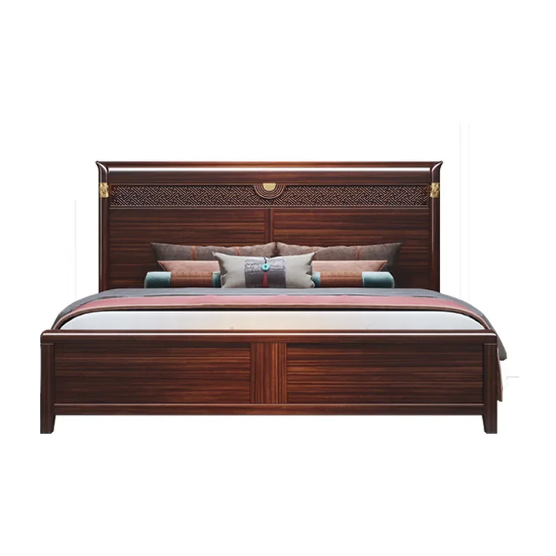 

Ebony wood, new Chinese style, solid wood, master bedroom, solid wood, double