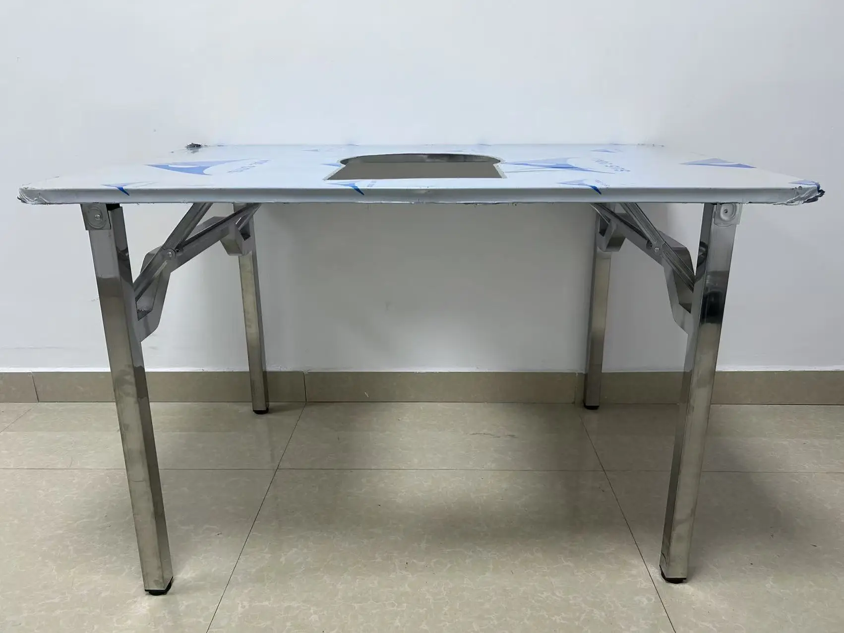 야외 마당용 2 in 1 접이식 스테인리스 사각 식탁 (한국식 바베큐 그릴 포함) 피크닉용 레스토랑 테이블