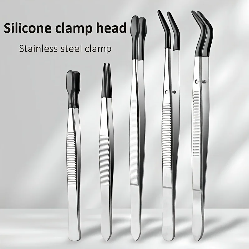 Stainless Steel Tweezers High-End Stainless Steel Plastic-Coated Tweezers For Eyelash Extension Assistance Coin Stamp Clips
