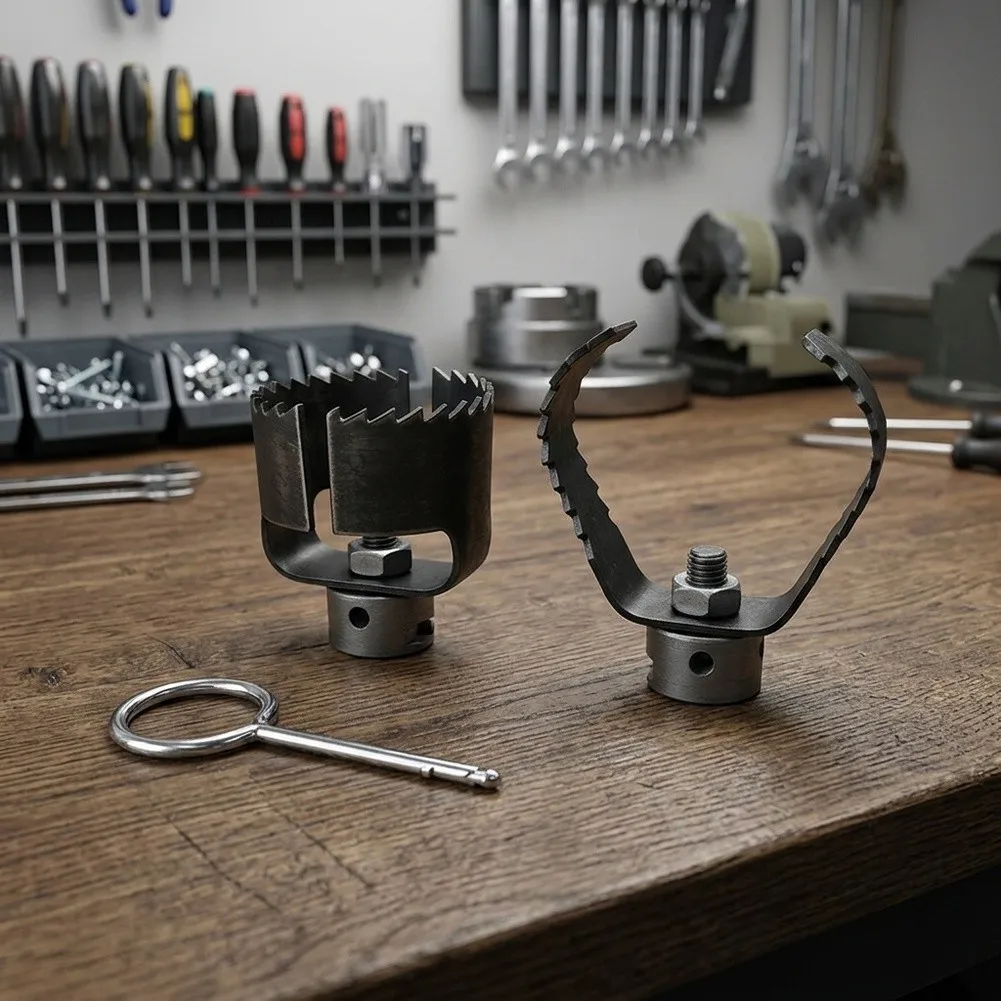 Drain Auger Accessory Set with Standard Threaded Mounting for Compatibility with Most Handheld and Power-Driven Augers