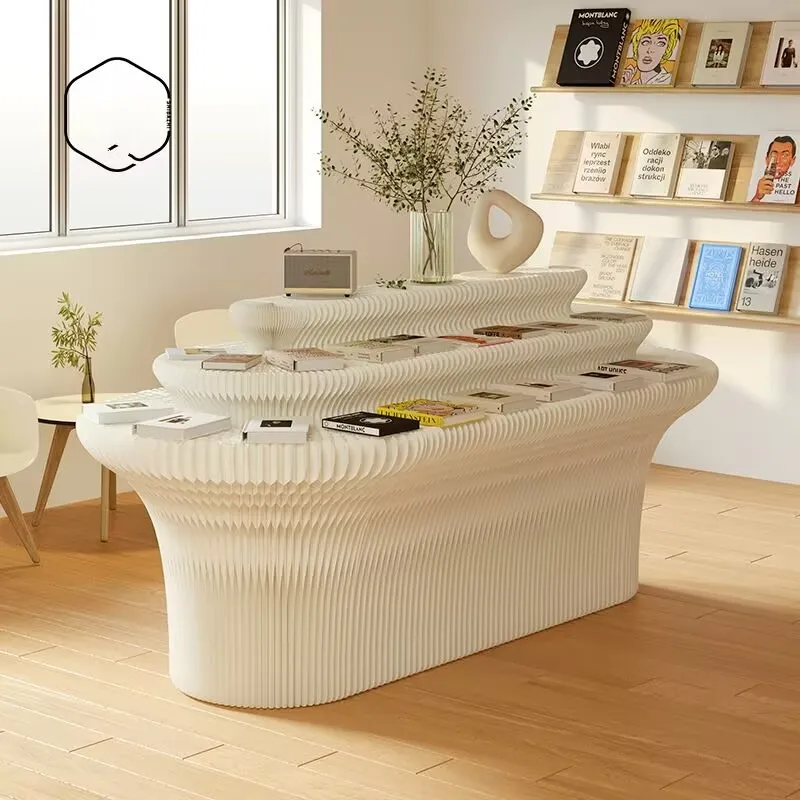 

New Retractable Paper Folding Shop Display Storage Rack Movable Exhibition Layout Display Storage Shelves office furniture