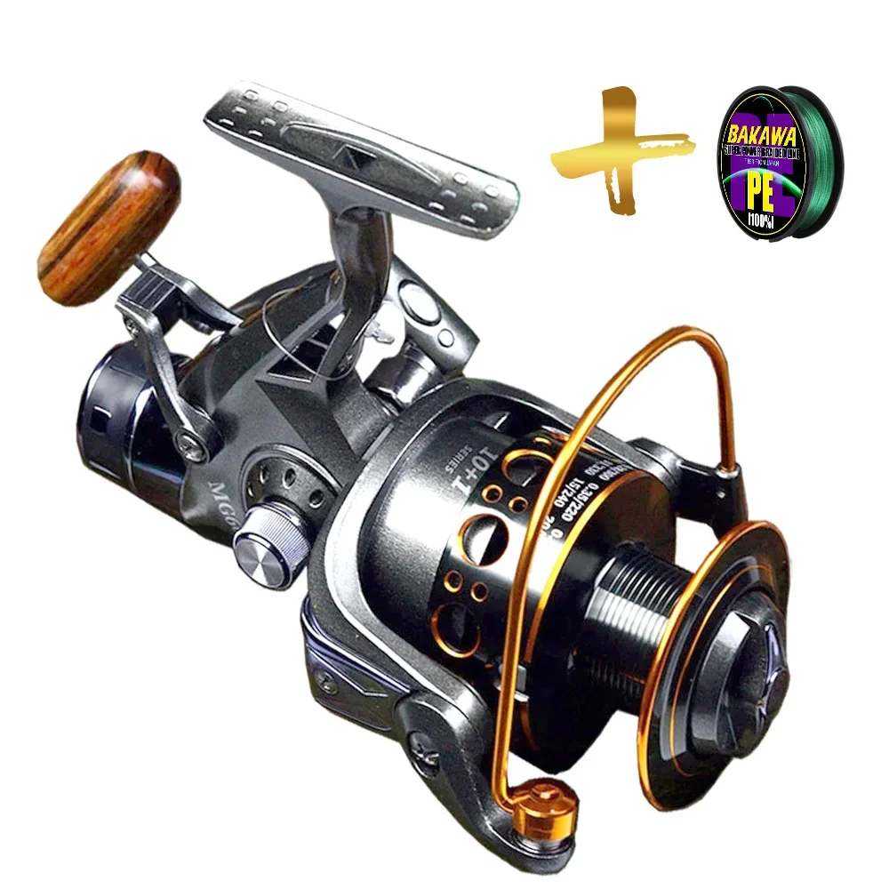 New 30 40 50 60 Double Brake Design Fishing Reel Super Strong Carp Fishing Feeder Spinning Reel wheel  fishing MG Big Fish