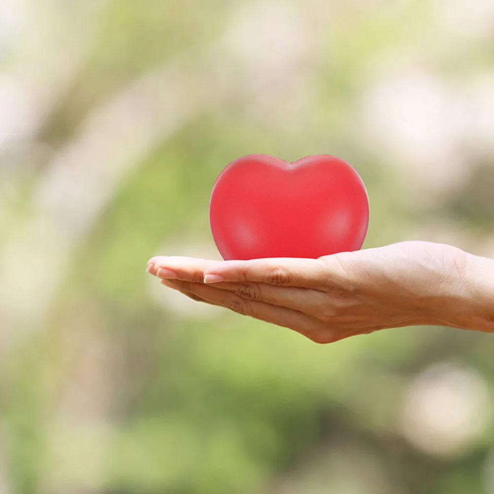 

4pcs Red Heart Shaped PU Grip Balls Hand Therapy Strengthening Exercise Squeeze Stress Reliever Arthritis Equipment Seniors