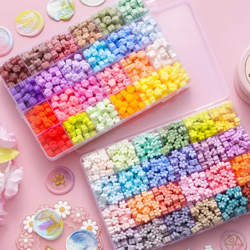 

10/15 Grid Wax Beads Mixed Color Macaron Lucky Star Cat Claw DIY Wedding Invitation Handbook Decoration Craft Supplies