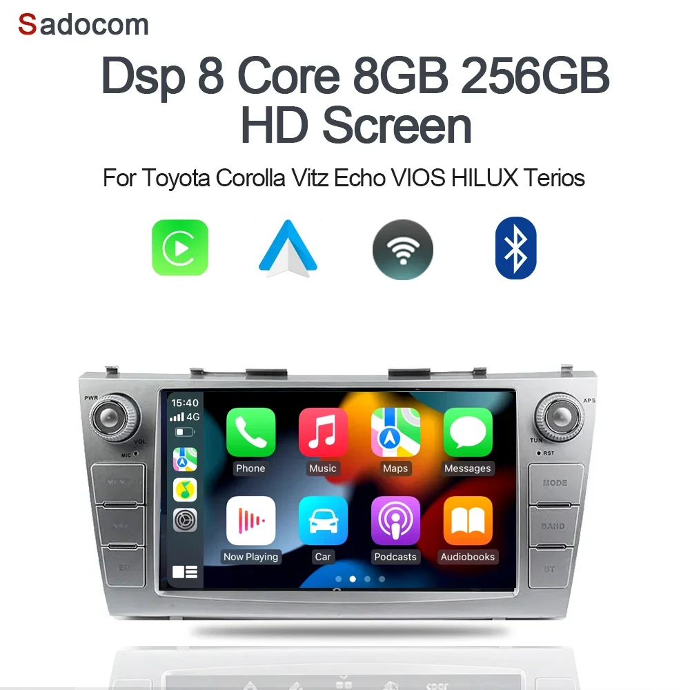 

Caplay 4G LTE DSP 9 "Android 12.0 автомобильный DVD-плеер 8 ГБ + 256 ГБ 8-ядерный автомобильный радиоприемник carplay авторадио для Toyota CAMRY 2007-2011