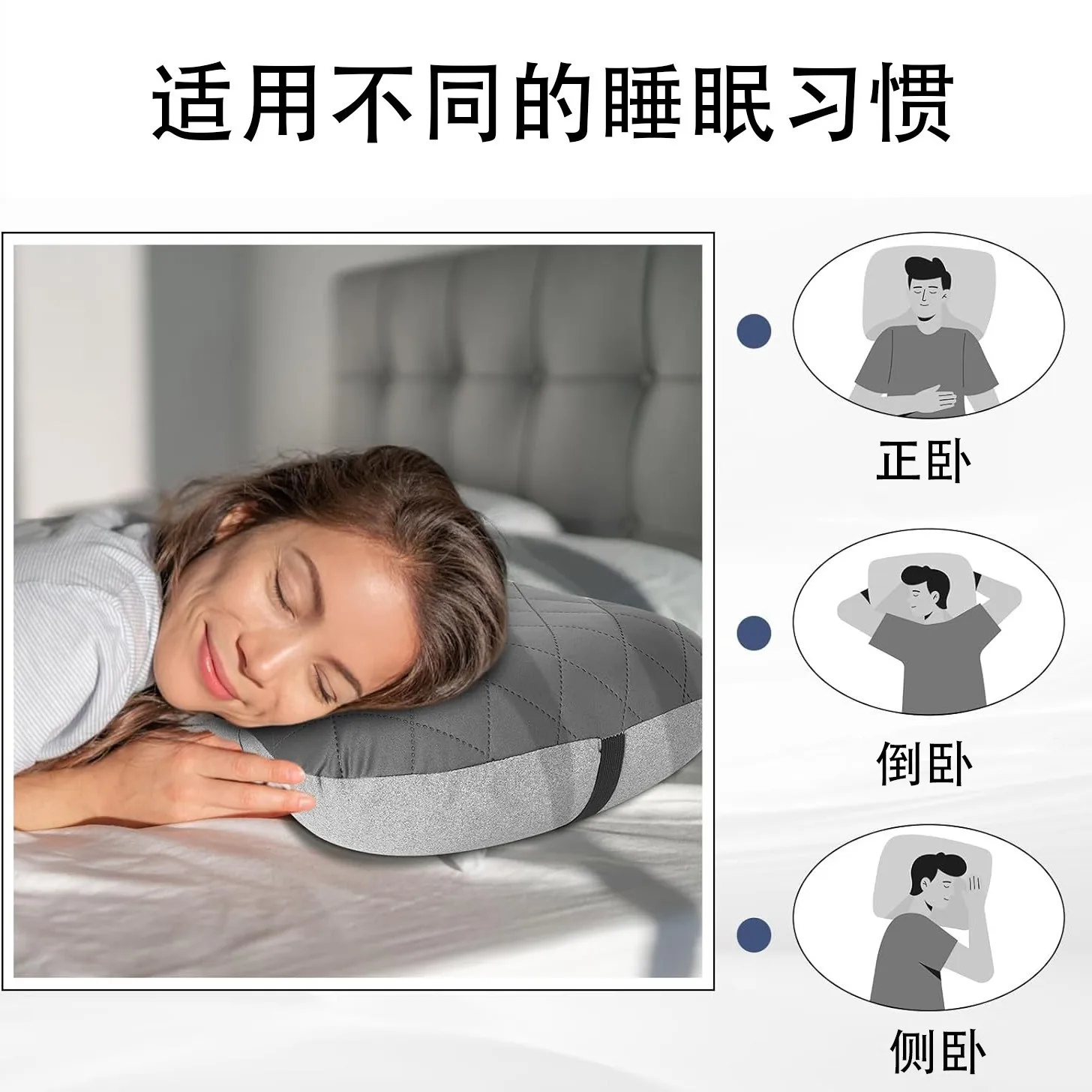 Inflatable Travel Pillow with Soft Cover, Lightweight Foldable Air Cushion for Neck and Lumbar Support, Camping, Train, Plane