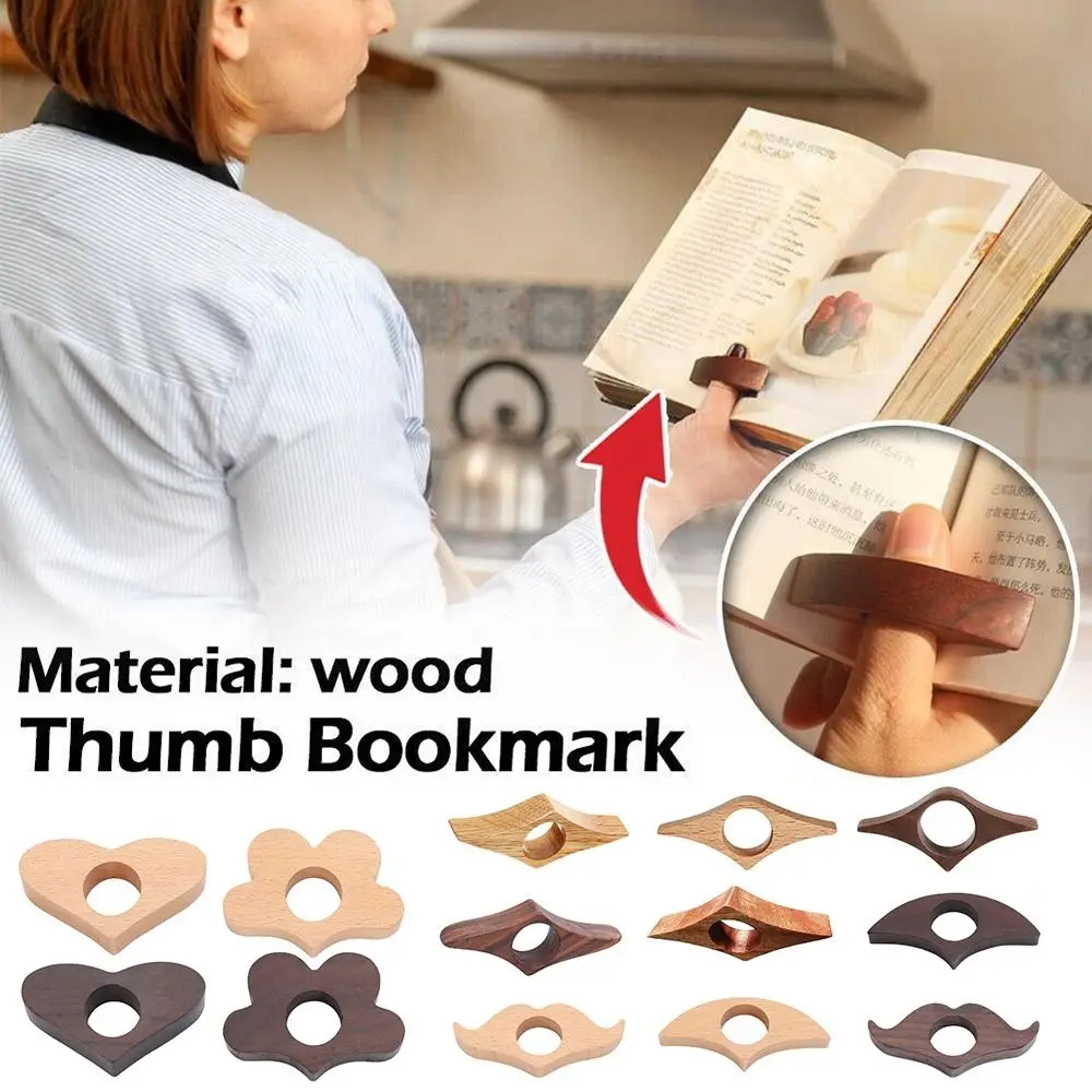 One Hand Reading Bookmarks Page Turning Fixed Wooden Thumb Bookmark Fast Reading Aids Tools Thumb Book Support School Office