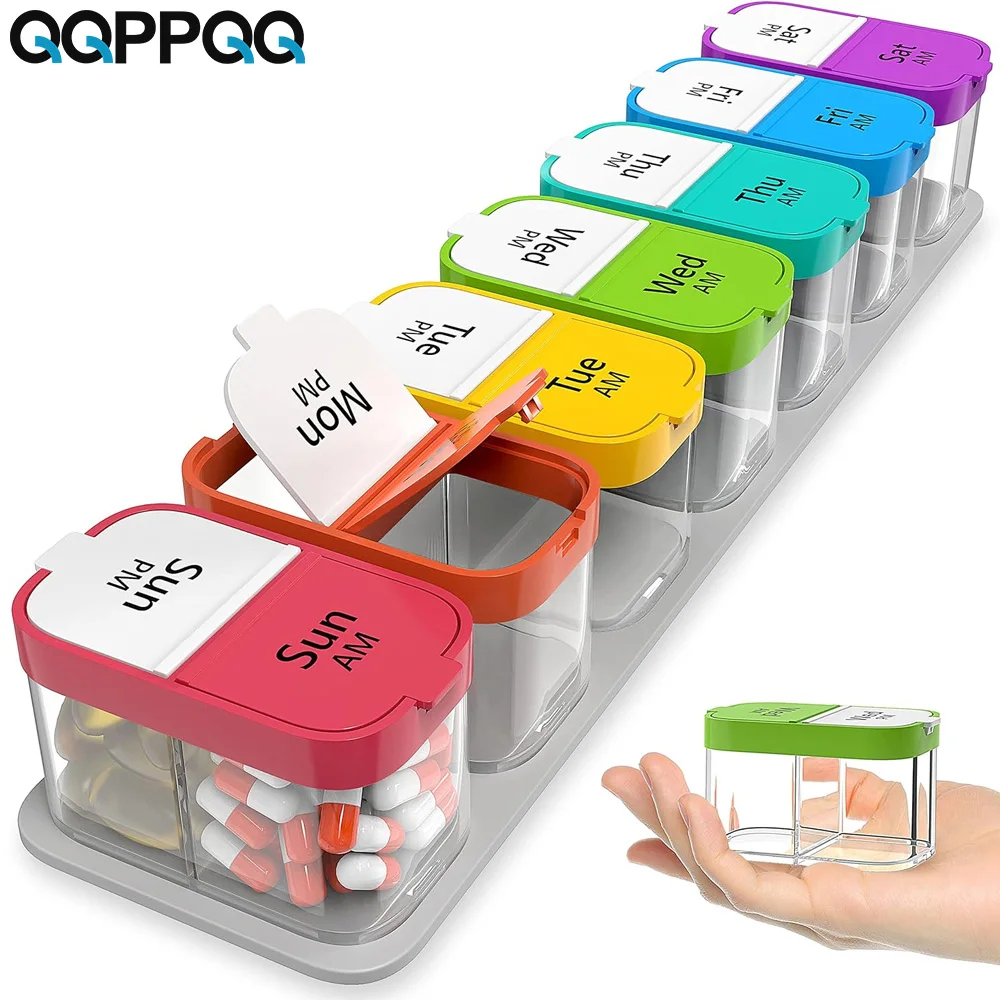 Extra Large Weekly Pill Organizer,7 Day Am Pm Jumbo Pill Case, Daily Medicine Big Pill Holder Twice A Day Oversized for Vitamins