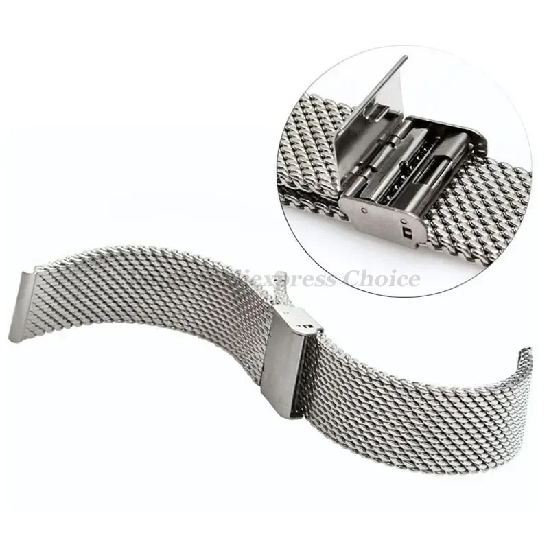 Меланский ремешок из нержавеющей стали с сеткой 1,0, 18 мм, 20 мм, 22 мм, 24 мм для DW, проволочный ремешок толщиной 3 мм, регулируемая длина, аксессуары для часов