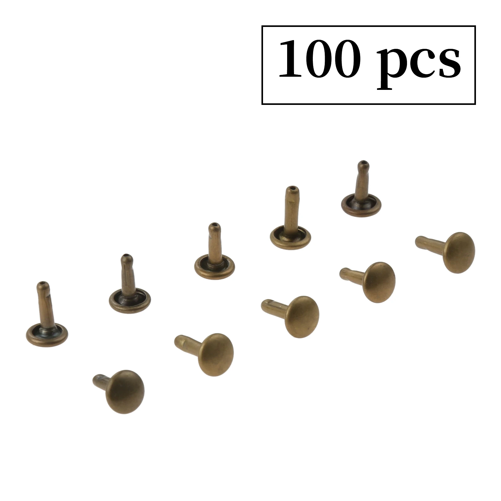 100pcs 6*6mm Metal Double Cap Rivets Studs Round Rivet for Leather Craft Bag Belt Garments Shoes Collar Decorative DIY Repairing