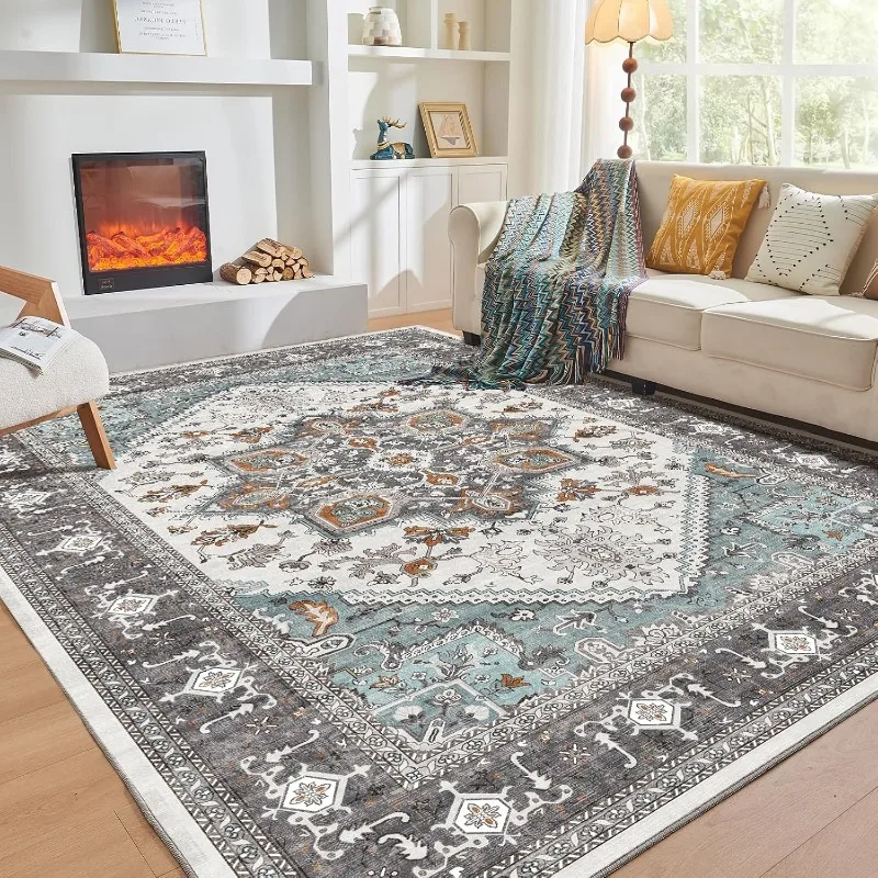 Elegant Classical Style Rug Luxurious Non-Slip Living Room Carpet Sofa Mat Bedroom Floor Covering Traditional Home Decor Mat
