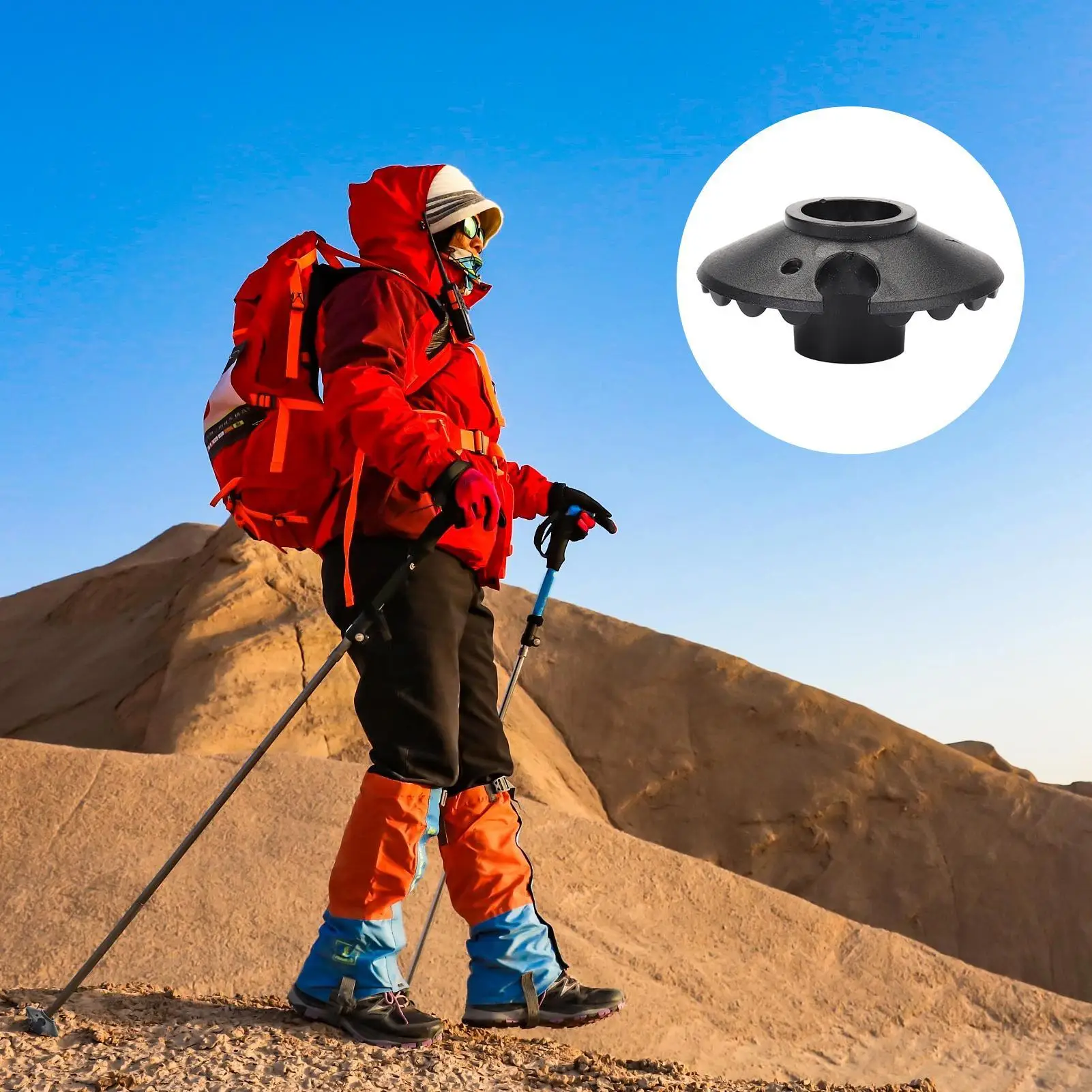 2er-Set Trekkingstöcke mit Schneekörben, abnehmbare Spitzen, Schutzkappen für Schnee, Schlamm und Trekking