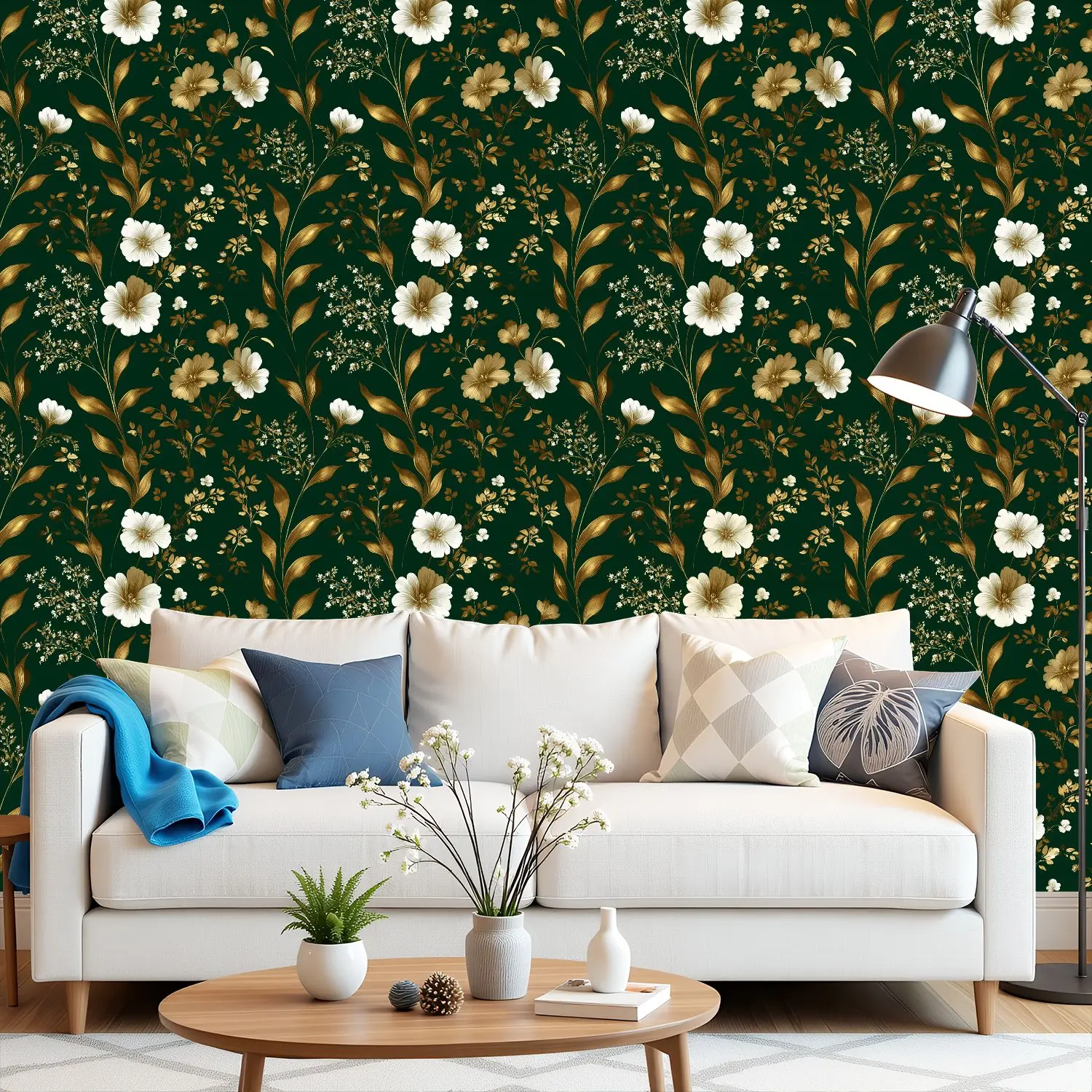 Elegant Floral Golden Details Wallpaper 22.83