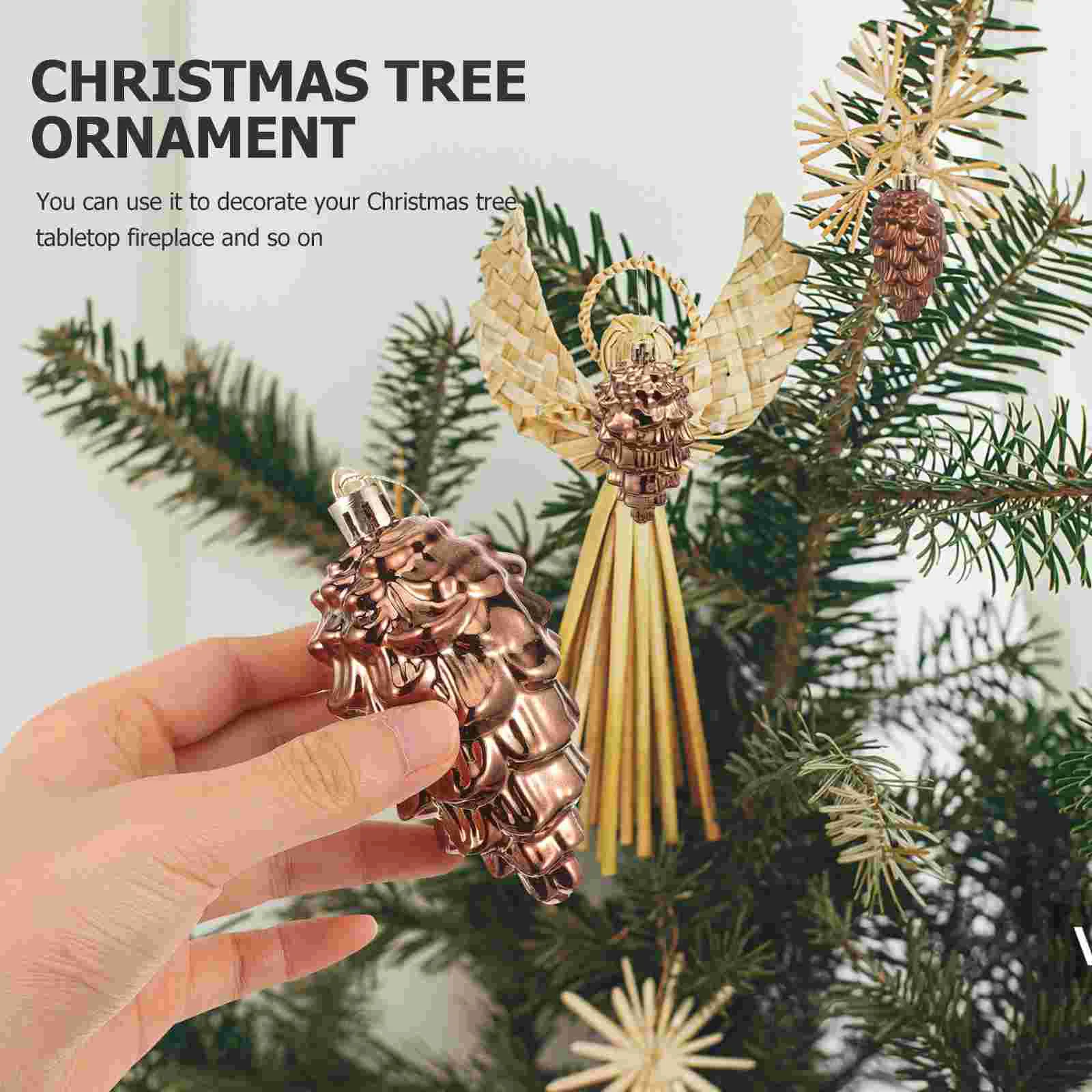 8 Pcs Christmas Balls Brown naments Pine Cones Decorations Holiday Crafts Hanging Christmas Tree Decorations Cone