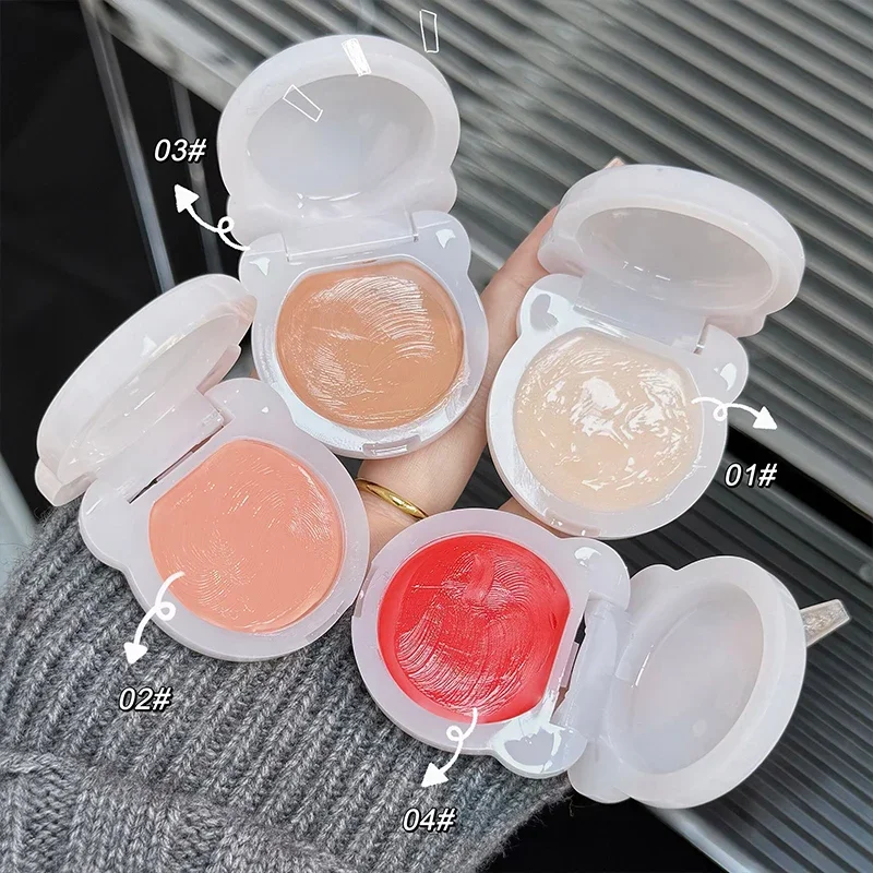QIBEST Face Blush Hydrating Cream Beauty Girl Nude Makeup Natural Smudge Blush Palette Cheek Tint Highlighter Cosmetics Blusher