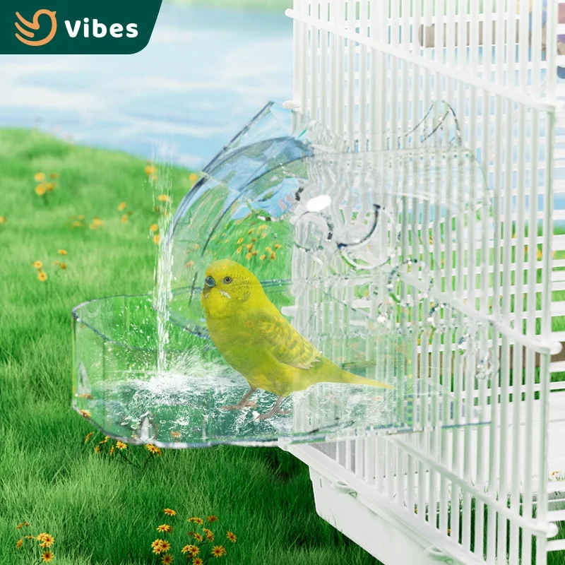 Transparent High Quality Hanging Bird Bath Manufacture Parrot Bird Bathing Tube With Shower