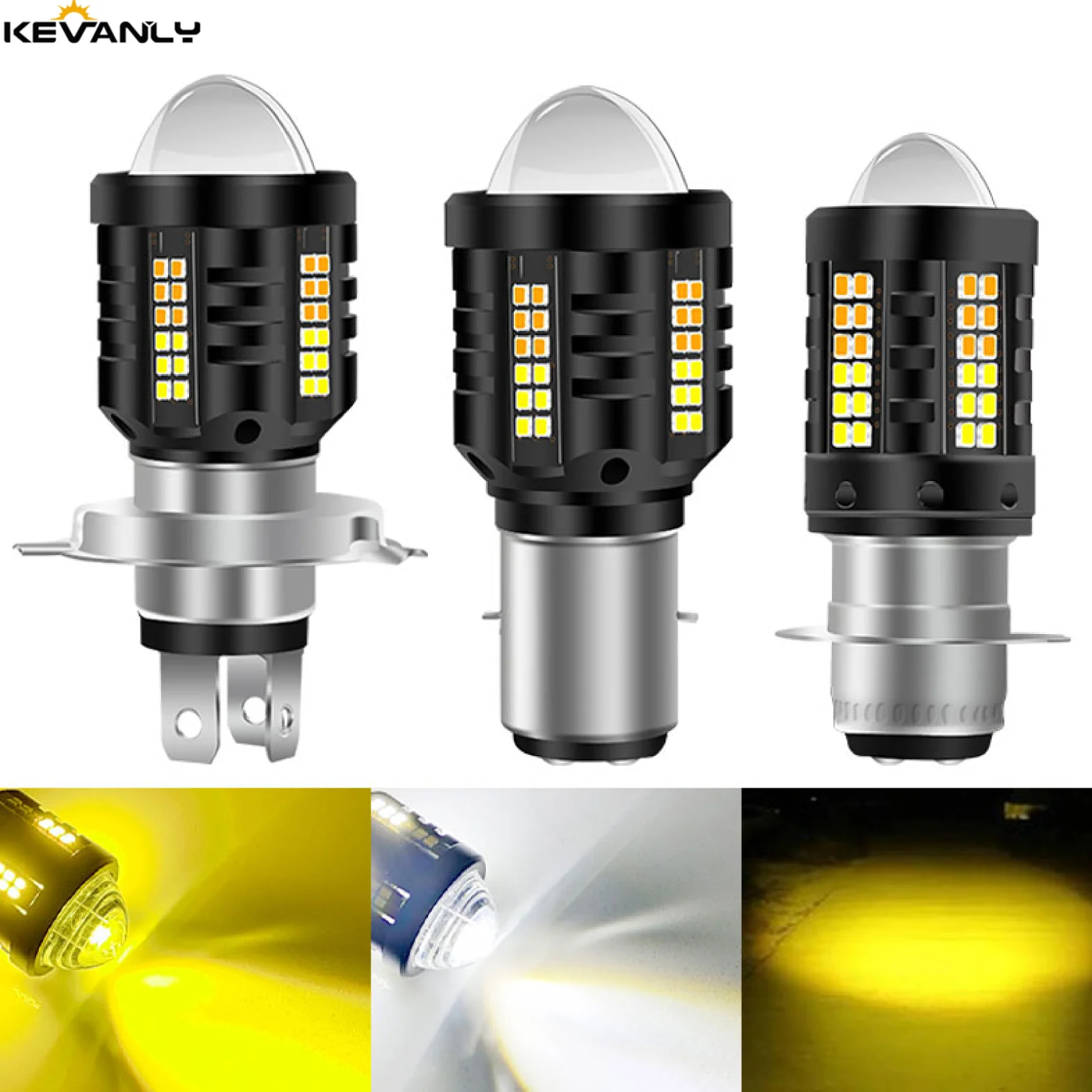 

1PCS H4 LED Headlight for Motorcycle BA20D Bulbs White Yellow Hi Low Beam Projector Lens Fog Lamp Scooter Motorbike Headlamp