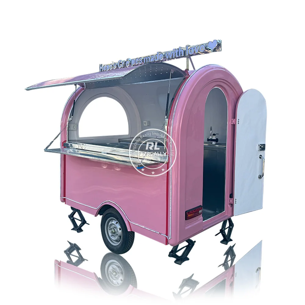 Pink Coffee Food Trailer Hot Dog Food Carts with Full Kitchen Mobile Ice Cream Food Truck for USA And Europe