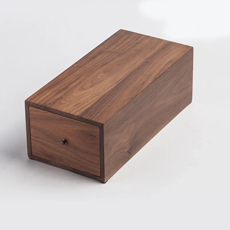 Storage Box Solid Wood Single Layer Drawer Style Simple Chinese Style Handmade Environmental Protection Black Walnut Storage Box