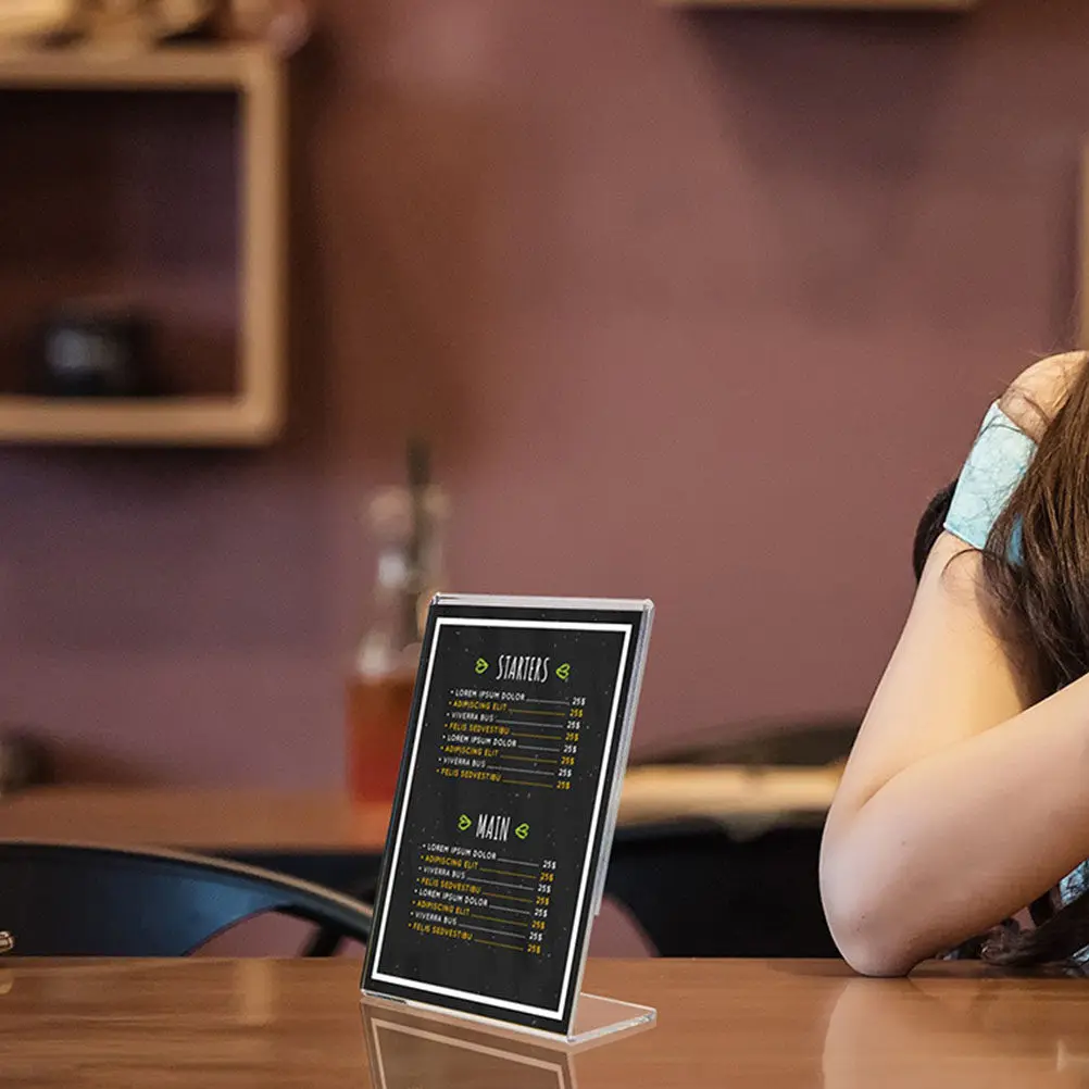 

3Pcs Acrylic Display Sign Holder Clear Slant Back Menu Document Table Stand for Restaurant Office Bar Store Desktop Presentation