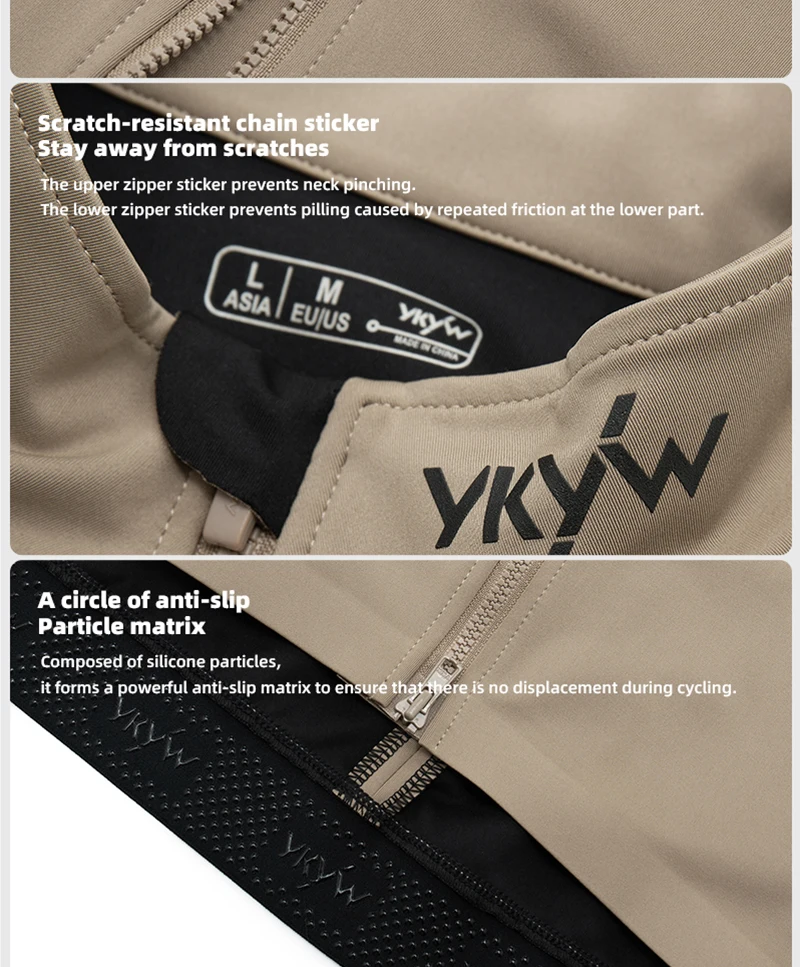 YKYW Herren-Radjacke, winddicht, wasserdicht, langärmelig, MTB, Fahrradmantel, Fahrradsport, Windjacke, Doppelreißverschluss, Radtrikot – Detail 8