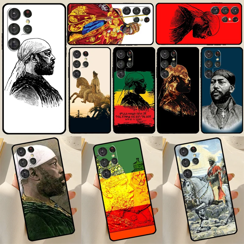 Emperor Menelik Ii Of Ethiopia Adwa Case For Samsung Galaxy S21 S22 Ultra Note 20 S20 FE S8 S9 S10 Note 10 Plus Phone Shell