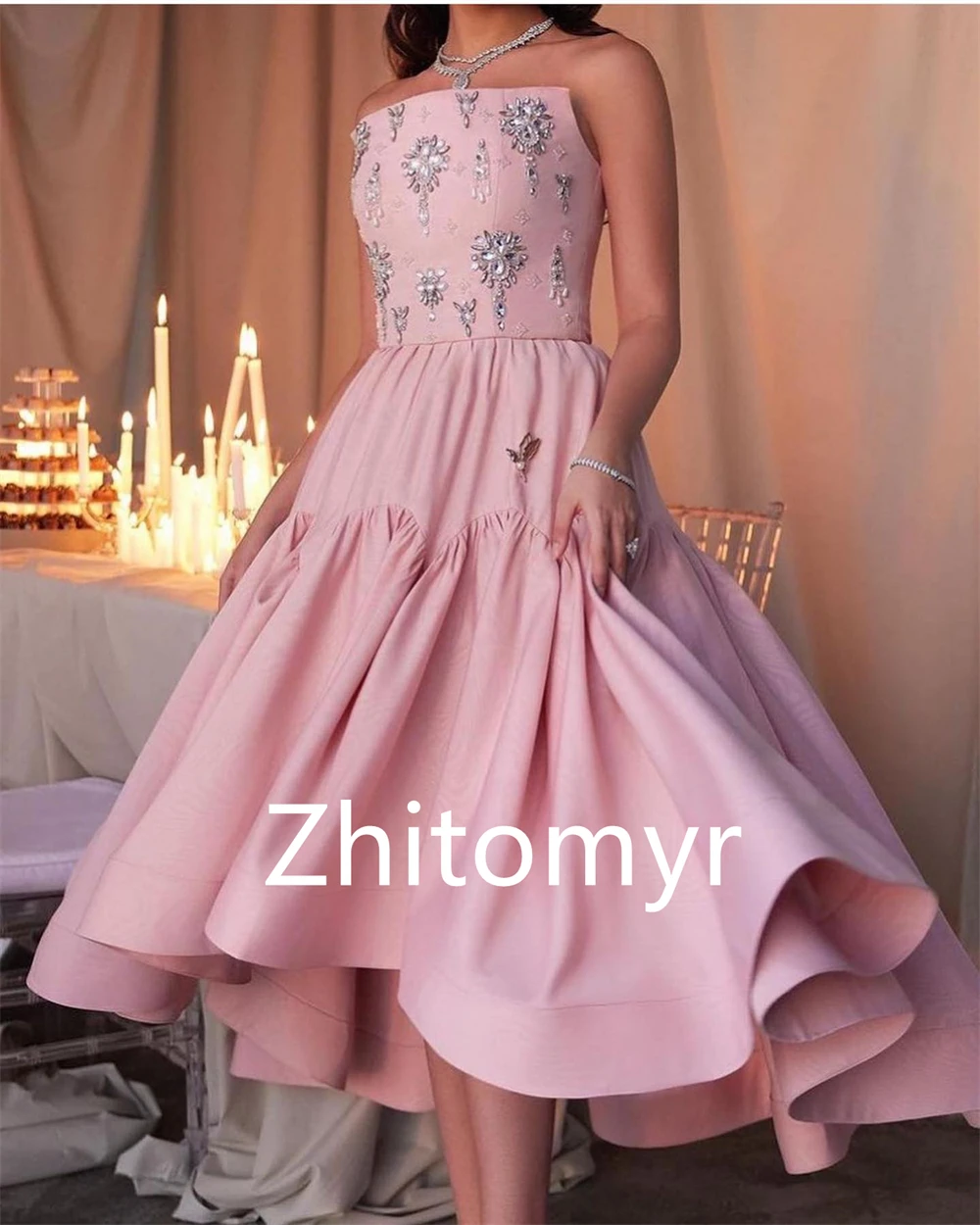 Jersey Draped Beading Quinceanera Ball Gown Strapless Bespoke Occasion  Midi Dresses