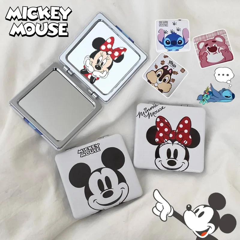 Disney Mickey Minnie Stitch Mini Compact Makeup Mirror Magnifying Pocket Portable Travel Cartoon Foldable Cosmetic Vanity Mirror