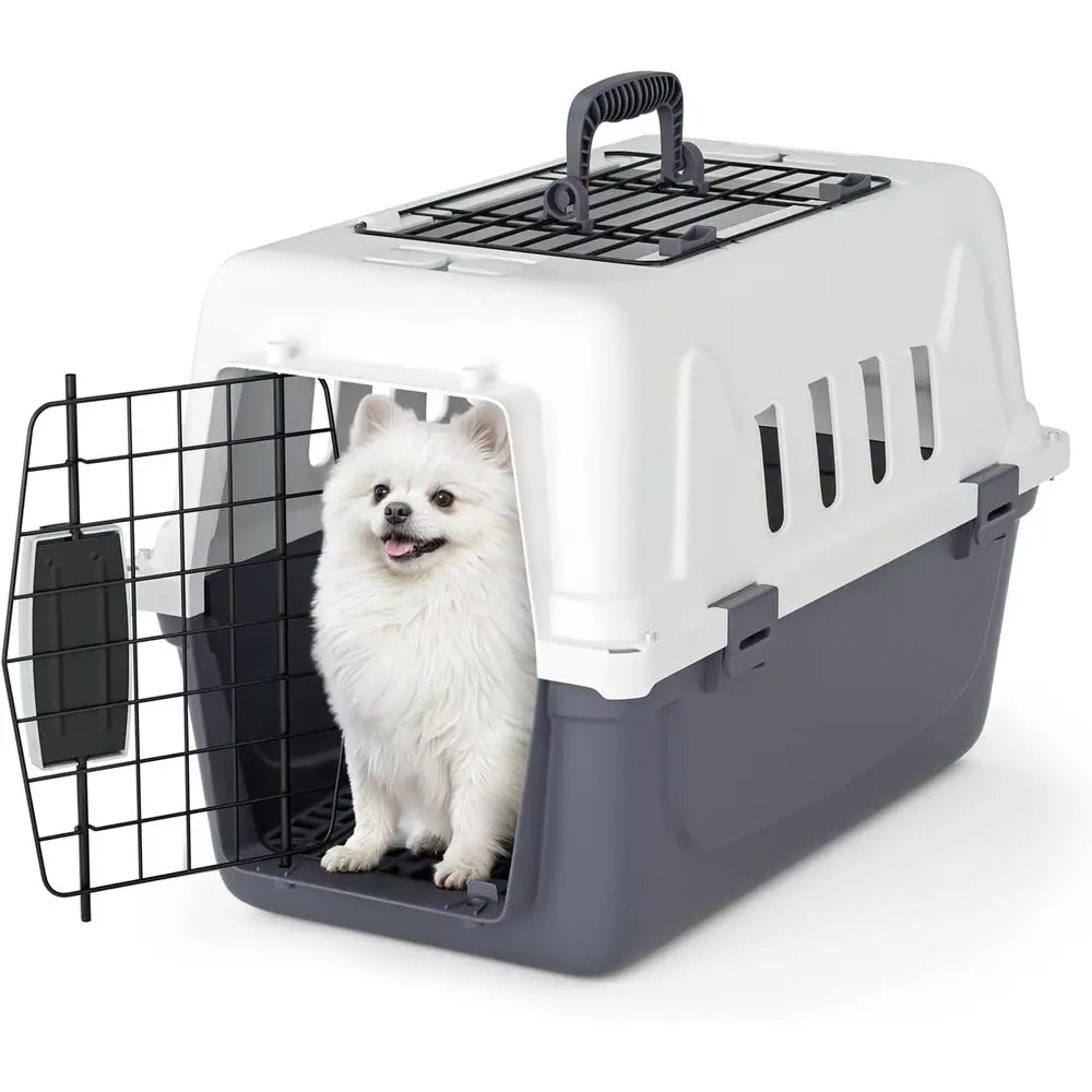 

Портативный пластиковый вольер для собак и кошек мелких пород, с доступом сверху и спереди, вентилируемый, подходит для животных весом до 10 фунтов, белый