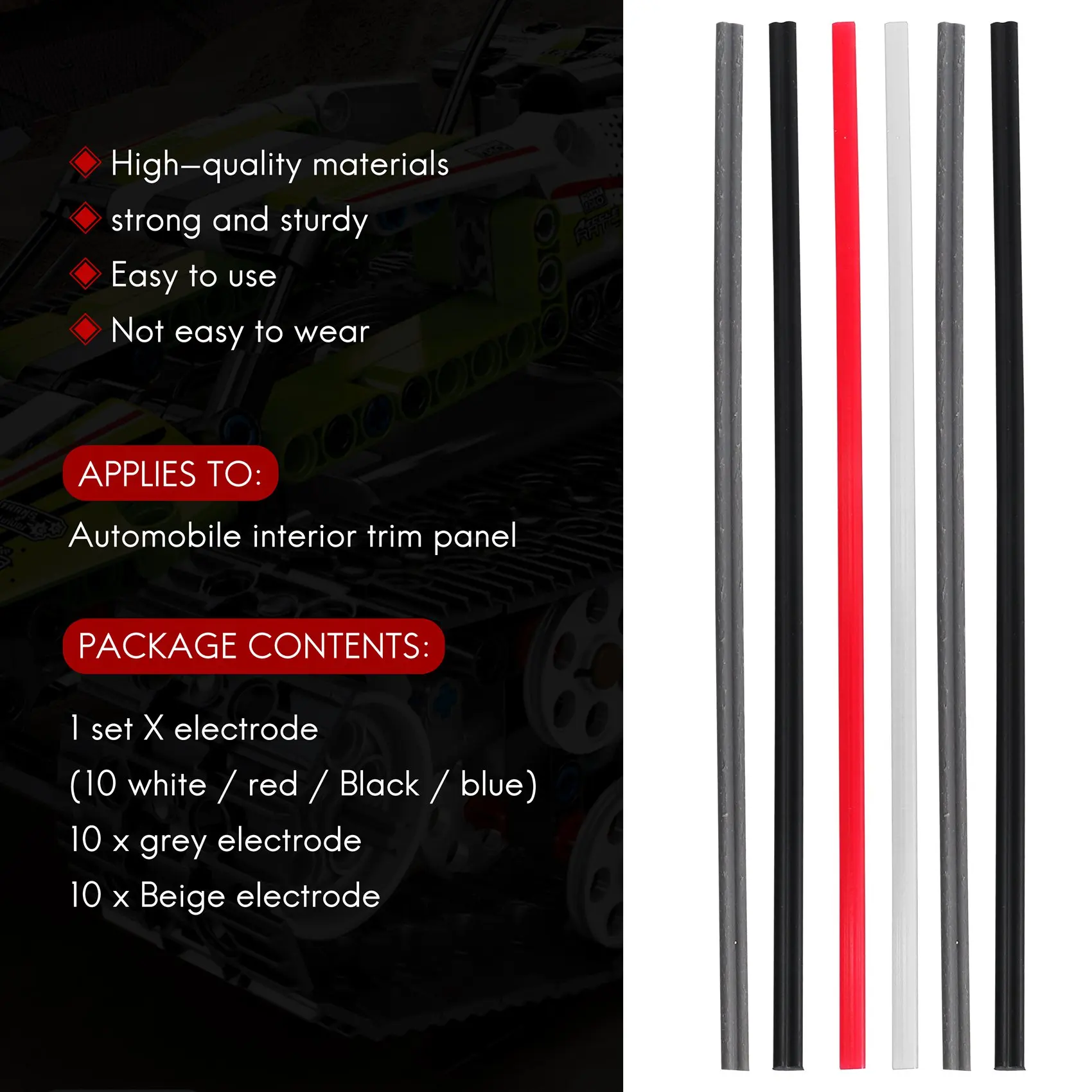 60 Pcs Plastic Welding Rod-PP/PVC/ABS/Plastic Welding Rod Kit, Suitable for Car Bumper Plastic