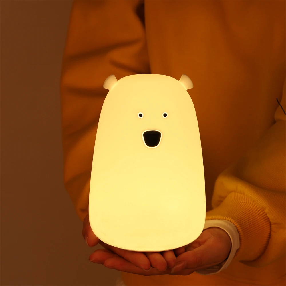 Niedlicher Bär führte Nachtlicht dekoration Baby Kinder Nachttisch lampe Silikon Touch Sensor Tap Control Lampen Kinder Geburtstags geschenk