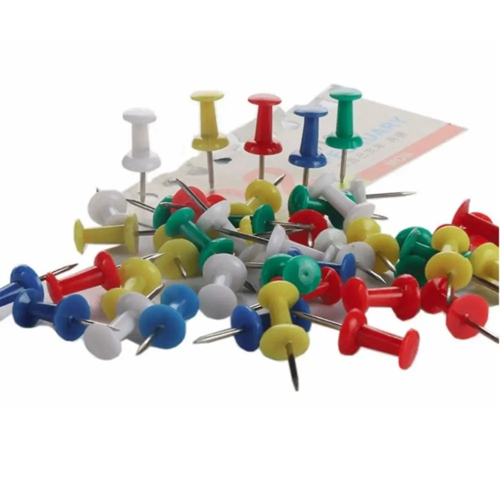 100PCS Boxed Wall Cards Photos Pushpin Thumbtack Cork Board Buttons Pins Board Tacks Push Pins Plastic Thumb Tacks Pins Home
