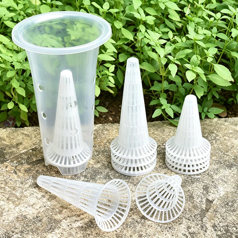 5/10/30PCS White Conical Leakproof Grid Cup Breathable Cup Planters Mesh Cup Flower Pot Fittings Bonsai Bottom Drain Hole Pad