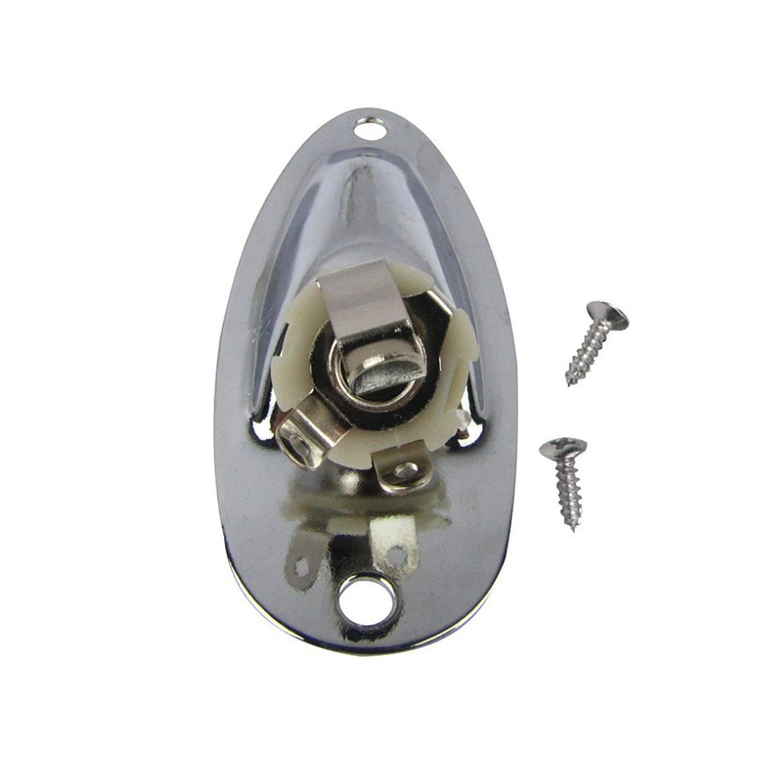 -A12R 1 Set Electric Guitar Neck Plate With Screws,Chrome & 1Pcs Guitar Jack 1/4 Inch Input Output Jack Plate Socket 6.35Mm